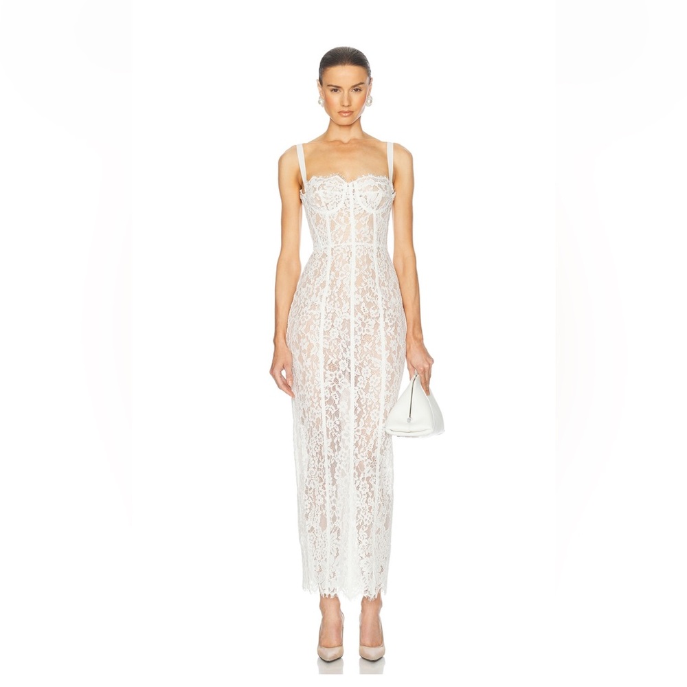 Helsa White Lace Column Dress